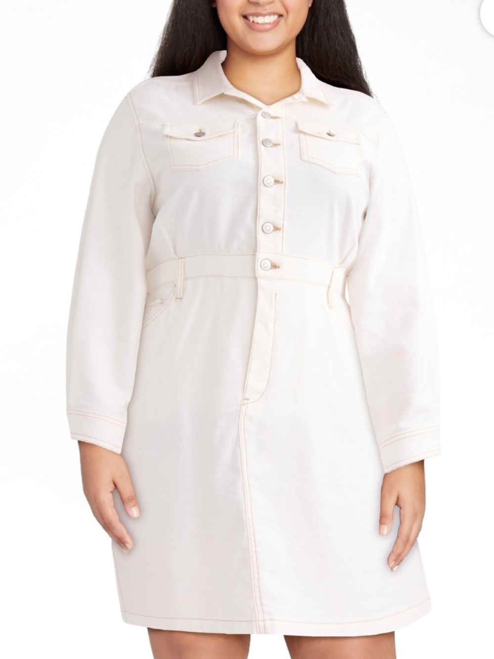 Terry & Sky White Denim Mini Dress Size 1X 16 18 NWT